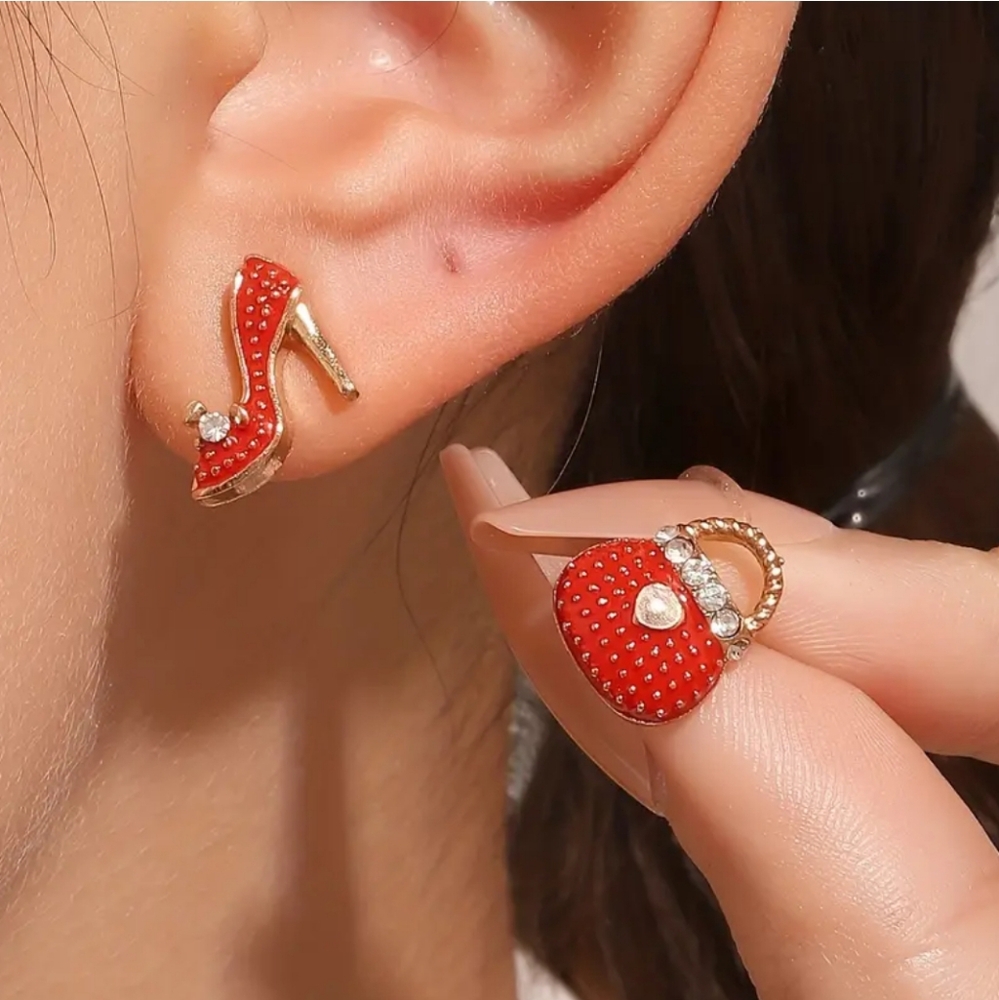 NEW Red Purse and Heels Earrings - Picture 2 of 6